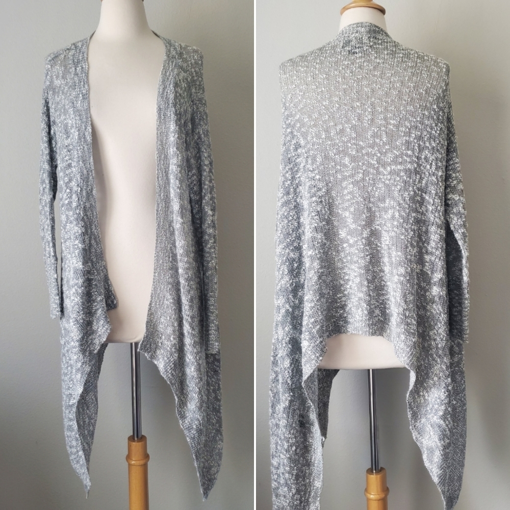 Heathered Gray Knot Draped Cardigan